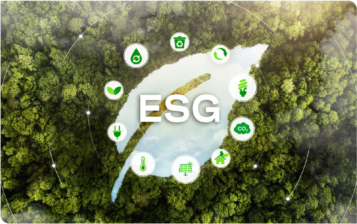 Hình ảnh minh họa ESG với các biểu tượng môi trường, xã hội và quản trị