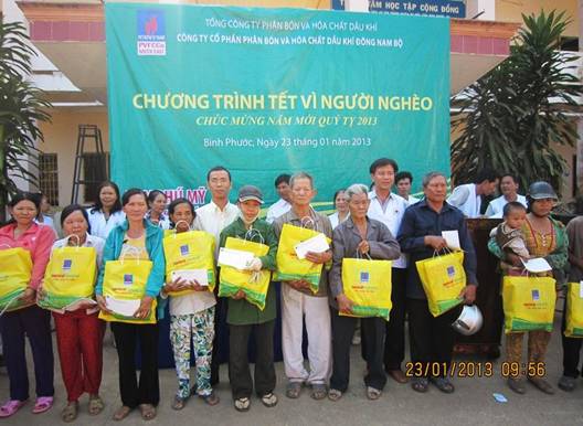 PVFCCo sẽ thực hiện “cứu trợ nhân đạo, khắc phục hậu quả thiên tai nhân dịp tết Quý Tỵ 2013” tại tỉnh Bình Phước